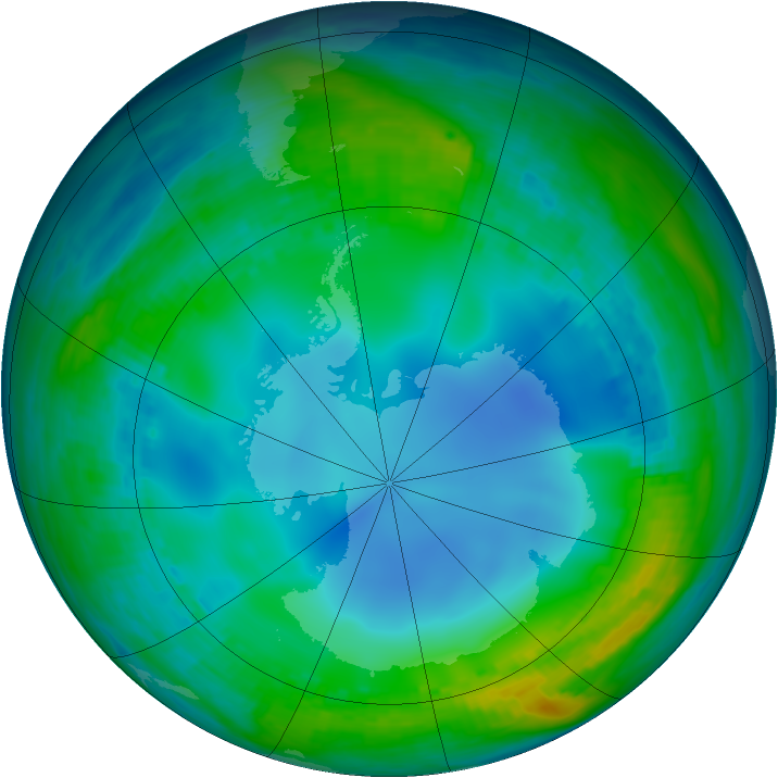 Antarctic ozone map for 29 May 1986